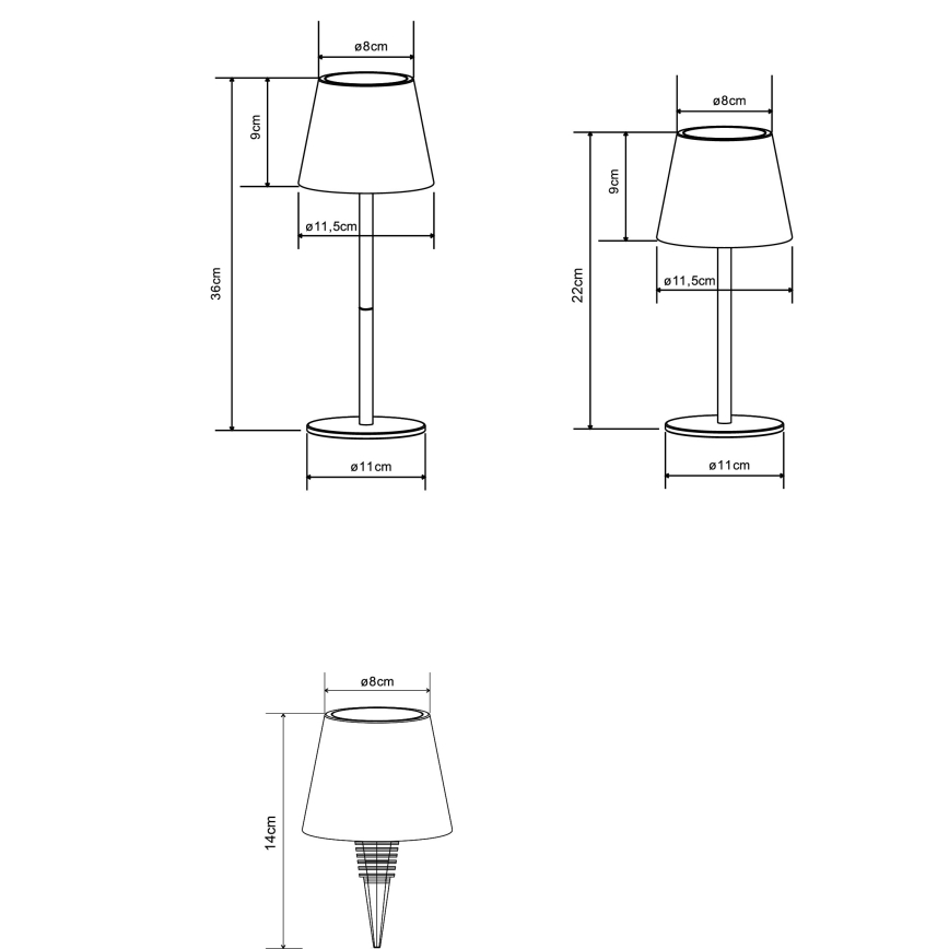 Globo - 3-in-1 wiederaufladbare LED-Tischlampe für den Außenbereich, dimmbar, mit Touch-Bedienung, LED/3W/5V, 3000/4000/5000K, IP54, 1800 mAh