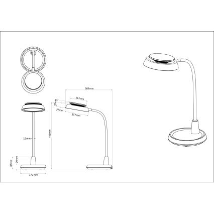 Globo - Dimmbare LED-Tischlampe mit Touch-Bedienung LED/12W/230V 3000/4000/6500K schwarz