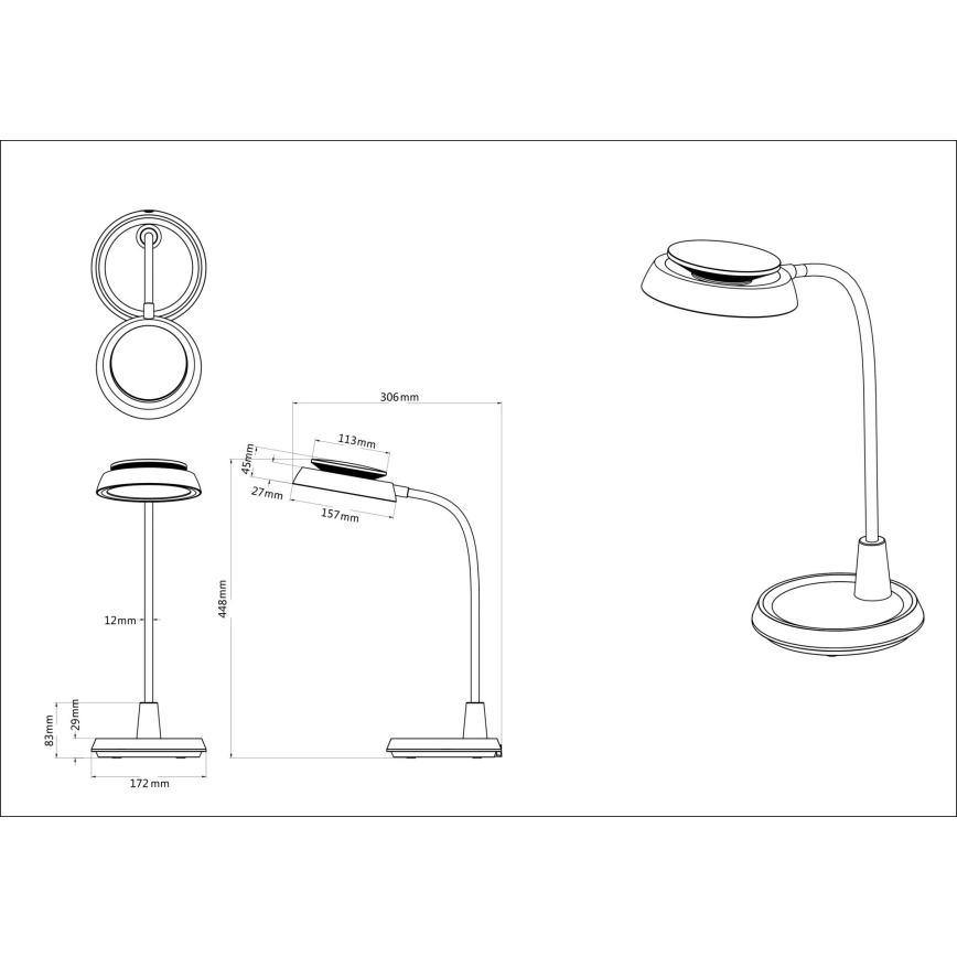 Globo - Dimmbare LED-Tischlampe mit Touch-Bedienung LED/12W/230V 3000/4000/6500K schwarz