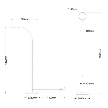 Globo - Dimmbare LED-Touch-Stehleuchte LED/8W/230V 2700-6000K schwarz
