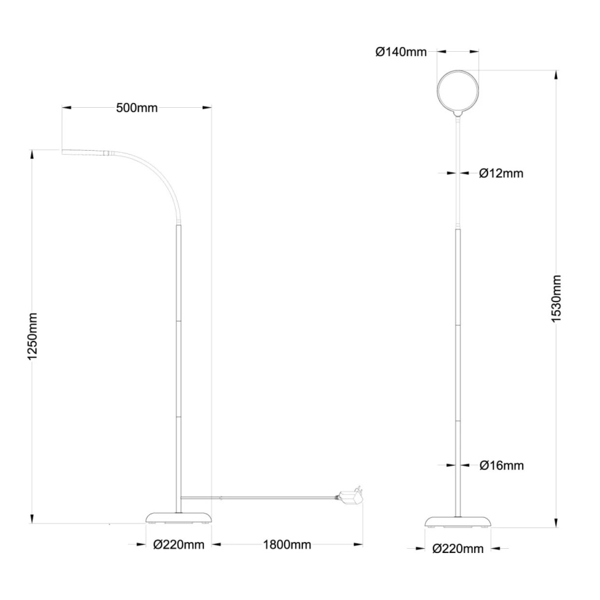 Globo - Dimmbare LED-Touch-Stehleuchte LED/8W/230V 2700-6000K schwarz