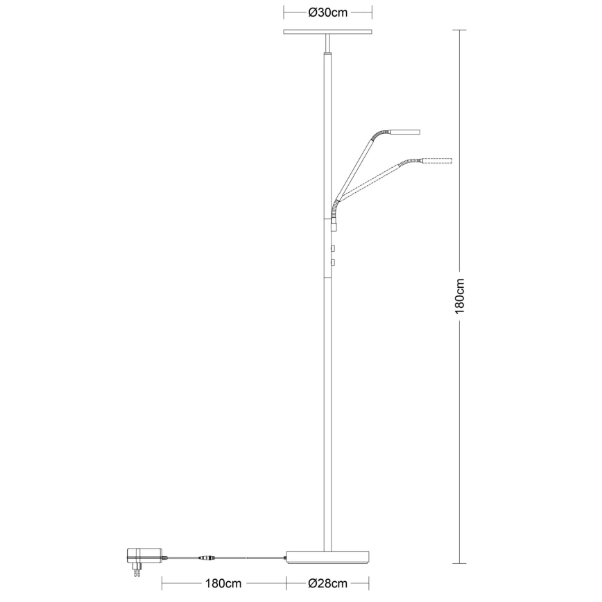 Globo - dimmbare LED-Stehleuchte LED/28W/230V + LED/5W 3000K schwarz