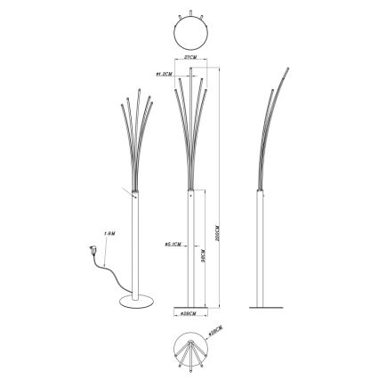 Globo - LED dimmbare Touch-Stehleuchte LED/36W/230V schwarz