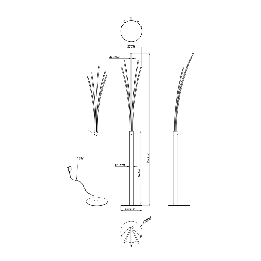 Globo - LED dimmbare Touch-Stehleuchte LED/36W/230V schwarz
