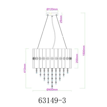 Globo - Kronleuchter an Aufhängung 3xE27/40W/230V d 40 cm