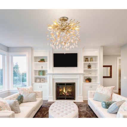 Globo - Kronleuchter an Stange 6xE14/40W/230V goldfarben