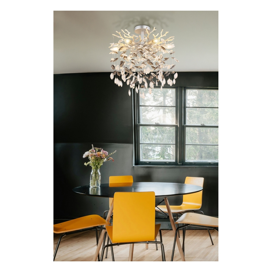 Globo - Pendelleuchte mit Stange 6xE14/40W/230V silber