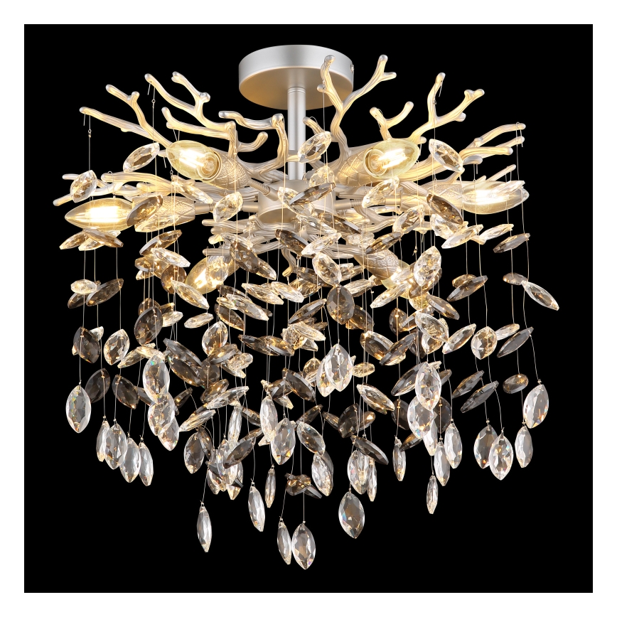 Globo - Pendelleuchte mit Stange 6xE14/40W/230V silber