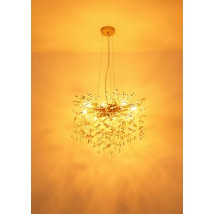 Globo - Pendelleuchte an Drahtseil 10xE14/40W/230V goldfarben