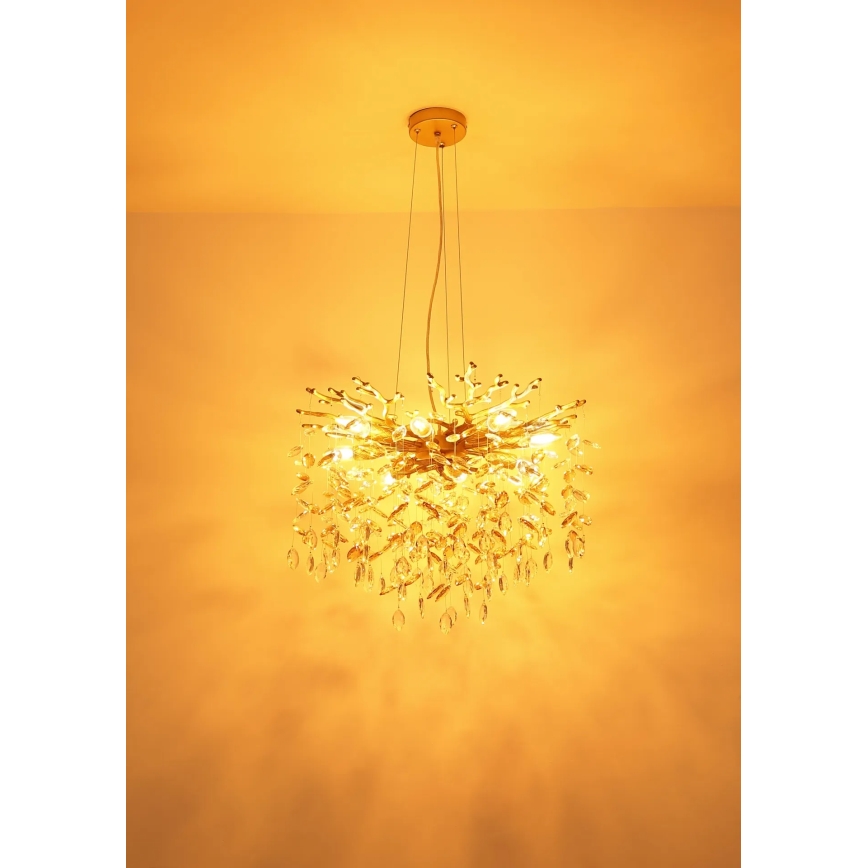 Globo - Pendelleuchte an Drahtseil 10xE14/40W/230V goldfarben