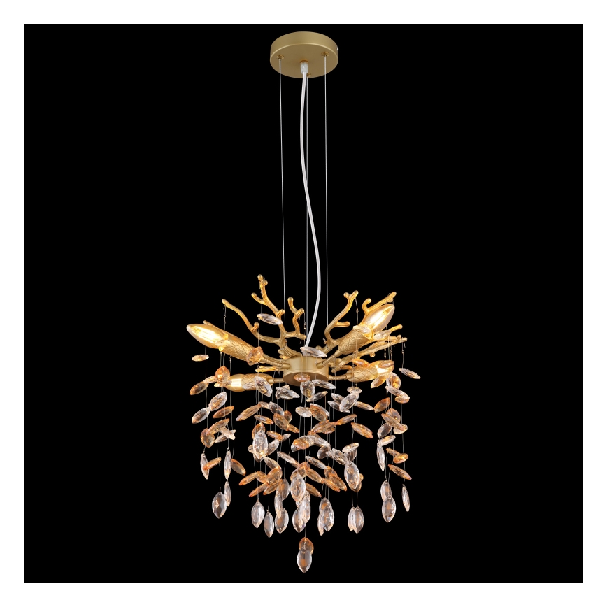 Globo - Hängeleuchte an Kabel 4xE14/40W/230V goldfarben