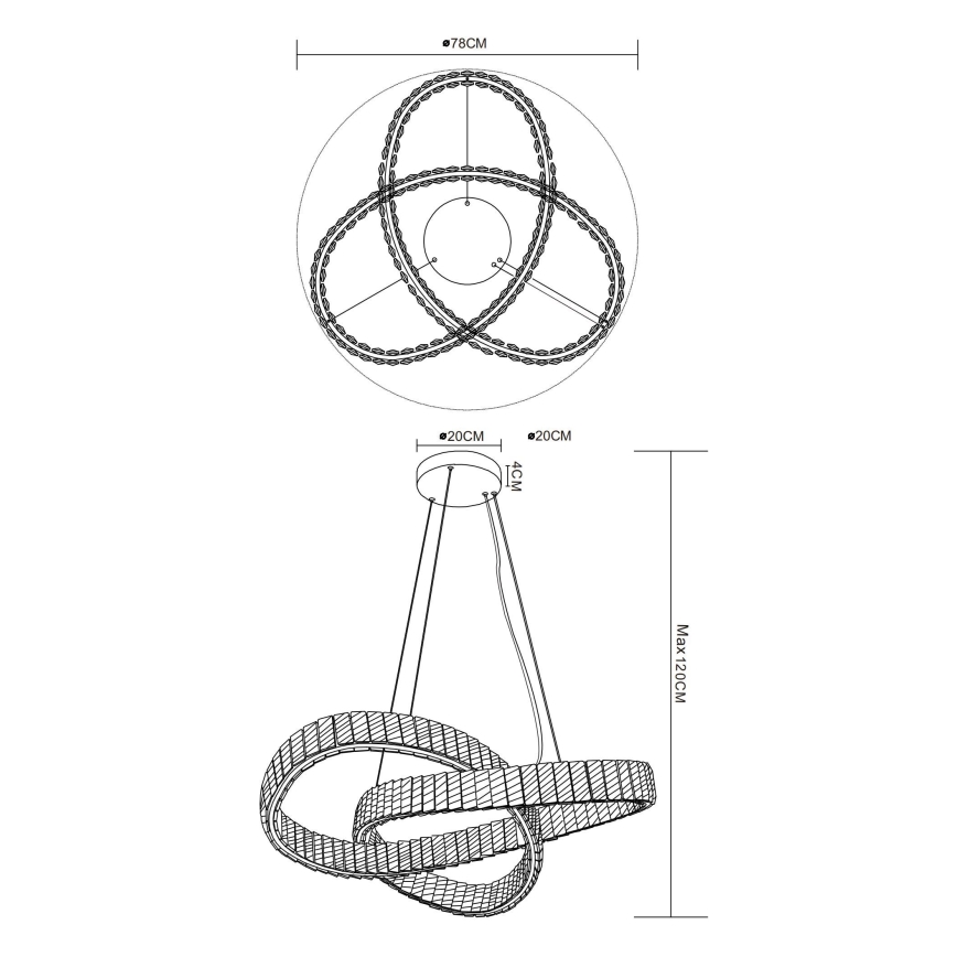 Globo - LED dimmbare Hängeleuchte an Seil LED/110W/230V 2700-6000K Ø 78 cm + Fernbedienung