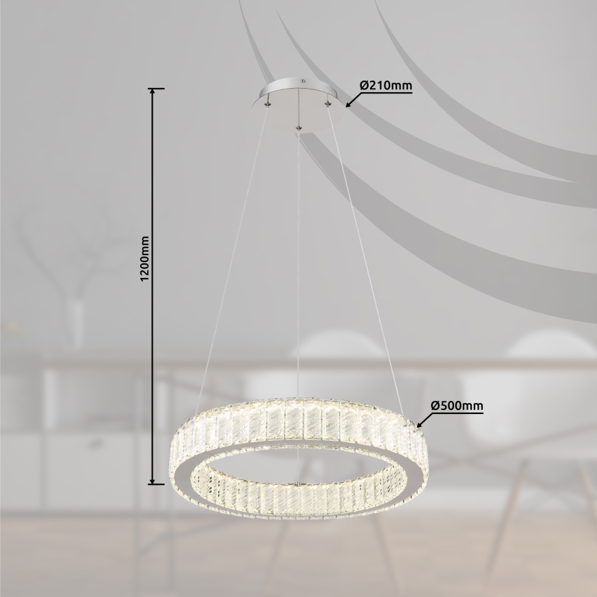 Globo - LED dimmbare Hängeleuchte an Seil LED/50W/230V 2700-6000K Ø 50 cm + Fernbedienung