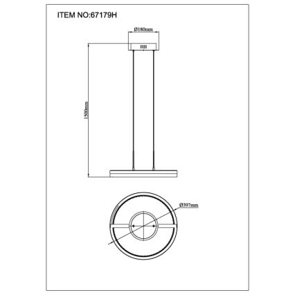 Globo - LED-Pendelleuchte an Kabel, 40 W / 230 V, 3000/4000/6000 K, Ø 39,7 cm