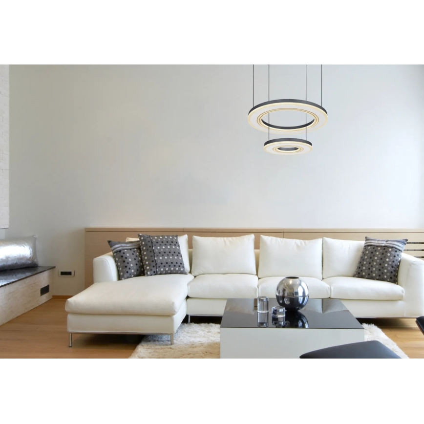 Globo - Dimmbare LED-Hängeleuchte LED/50W/230V 2700-6000K d 50 cm schwarz + Fernbedienung