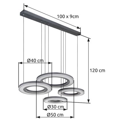 Globo - Dimmbare LED-Hängeleuchte LED/80W/230V 2700-6000K schwarz + Fernbedienung