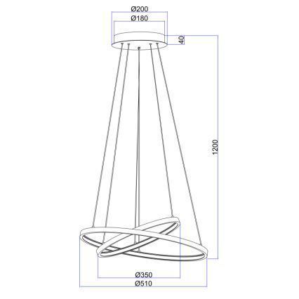 Globo - Dimmbare LED-Hängeleuchte an Schnur 2xLED/21W/230V