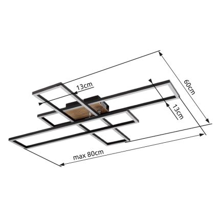 Globo - LED-Deckenleuchte LED/40W/230V 3000K 60x80 cm schwarz