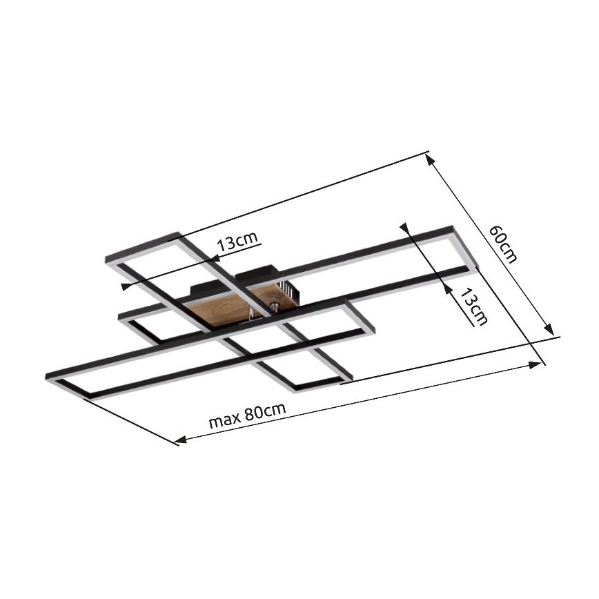 Globo - LED-Deckenleuchte LED/40W/230V 3000K 60x80 cm schwarz