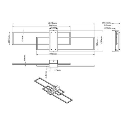 Globo - LED-Deckenleuchte LED/40W/230V 3000K 25x100 cm schwarz