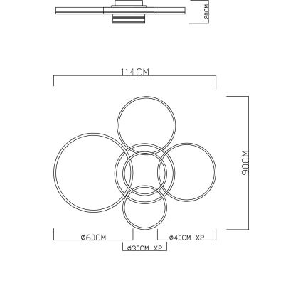 Globo - LED-dimmbare Deckenleuchte LED/120W/230V 2700-6000K 90x114 cm + Fernbedienung