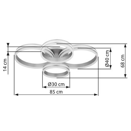 Globo - LED dimmbare Deckenleuchte LED/90W/230V 2700-6000K 68x85 cm + Fernbedienung