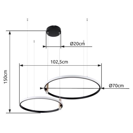 Globo - Dimmbare LED-Hängeleuchte LED/55W/230V 2700-6000K schwarz + Fernbedienung