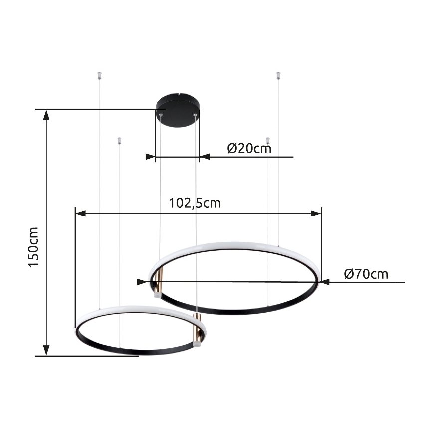Globo - Dimmbare LED-Hängeleuchte LED/55W/230V 2700-6000K schwarz + Fernbedienung