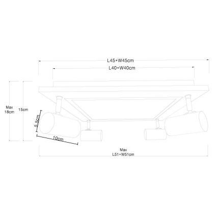 Globo - LED-Strahler 4xGU10/5W/230V + LED/24W/230V