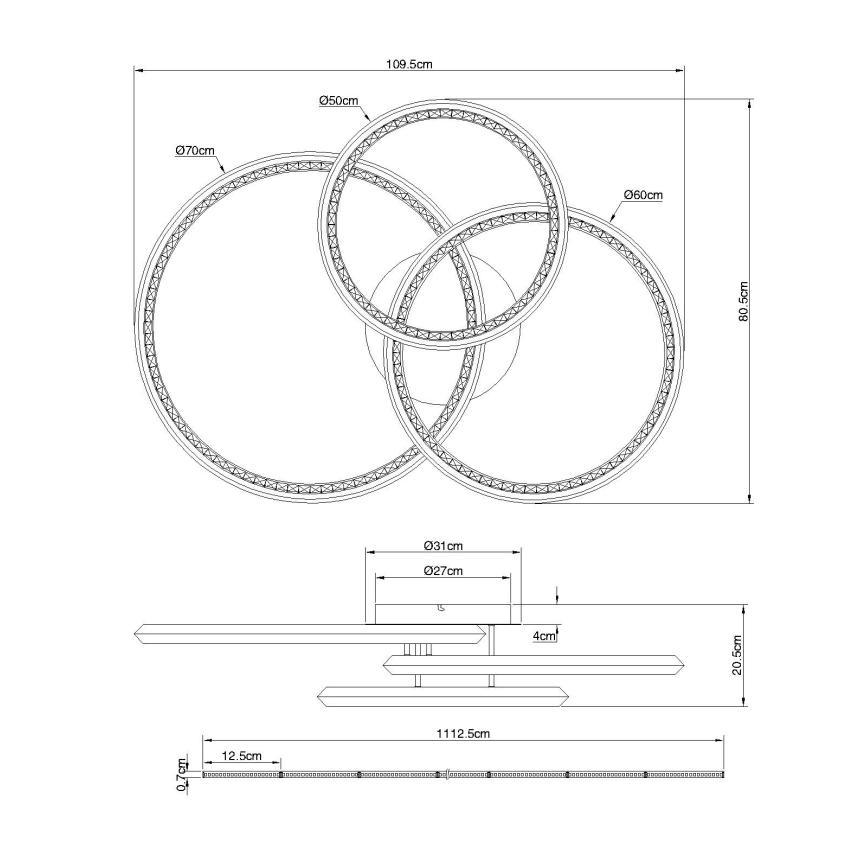 Globo - LED-dimmbare Deckenleuchte LED/72W/230V 2700-6000K 109,5x80,5 cm + Fernbedienung