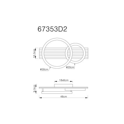 Globo - LED-Deckenleuchte LED/18W/230V 3000K 30x48 cm