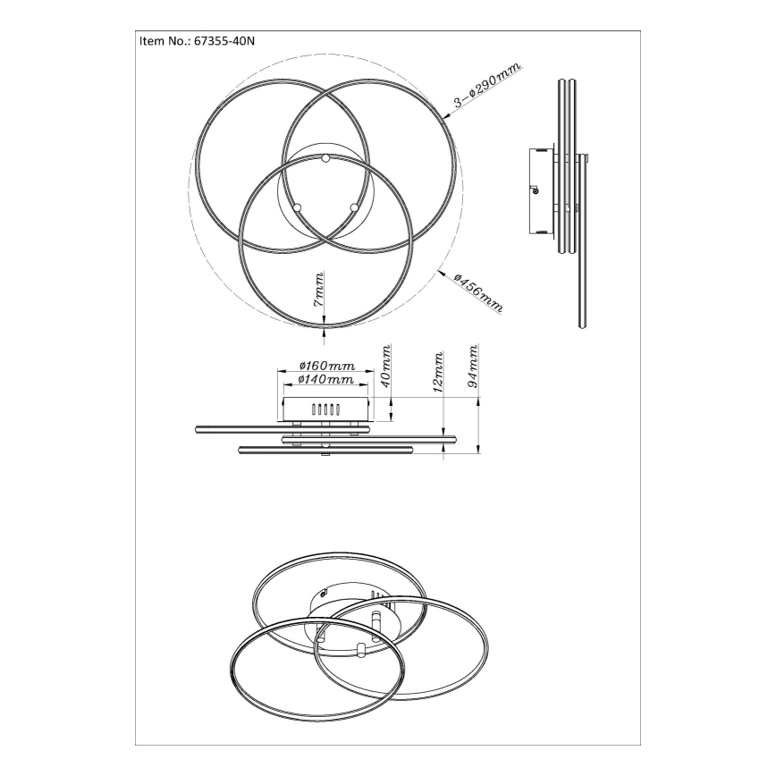 Globo - LED-Deckenleuchte LED/40W/230V 4000K d 45,6 cm matt Chrom