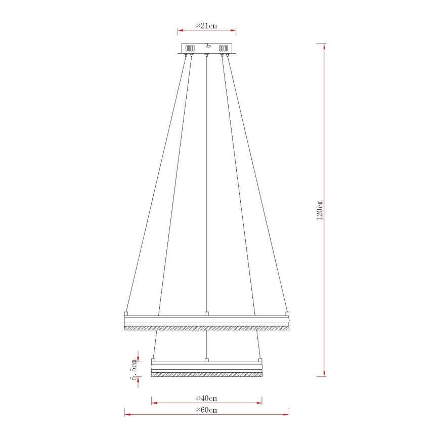 Globo - Dimmbare LED-Hängeleuchte mit Seilaufhängung LED/60W/230V 2700-6000K + Fernbedienung