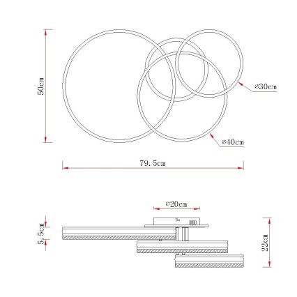Globo - LED-dimmbare Deckenleuchte LED/72W/230V 2700-6000K silber + Fernbedienung