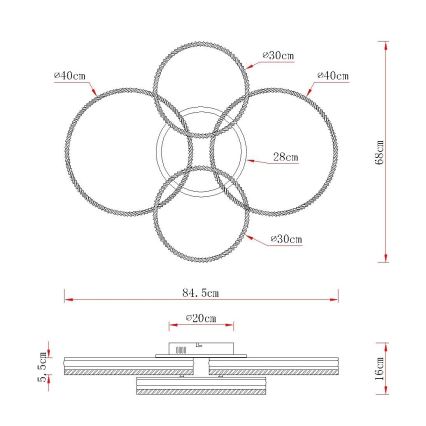 Globo - dimmbare LED-Deckenleuchte LED/90W/230V 2700-6000K silber + Fernbedienung