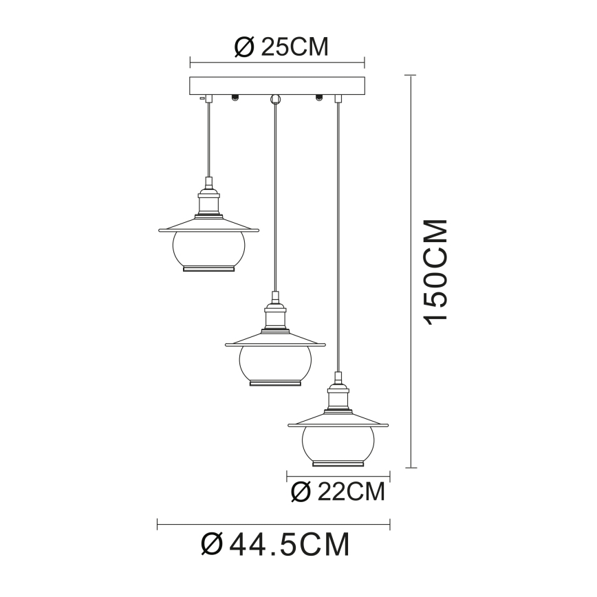 Globo - Decken-Hängeleuchte 3xE27/60W/230V