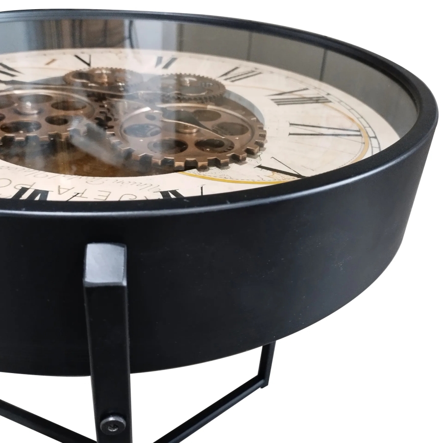 Globo - Couchtisch mit Uhr Ø 49 cm schwarz