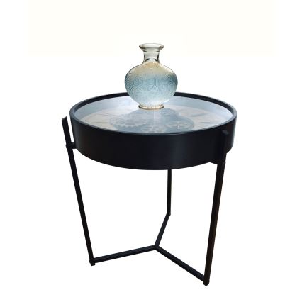 Globo - Couchtisch mit Uhr Ø 49 cm schwarz