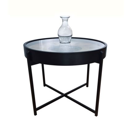 Globo - Couchtisch mit integrierter Uhr Ø 71,5 cm, schwarz