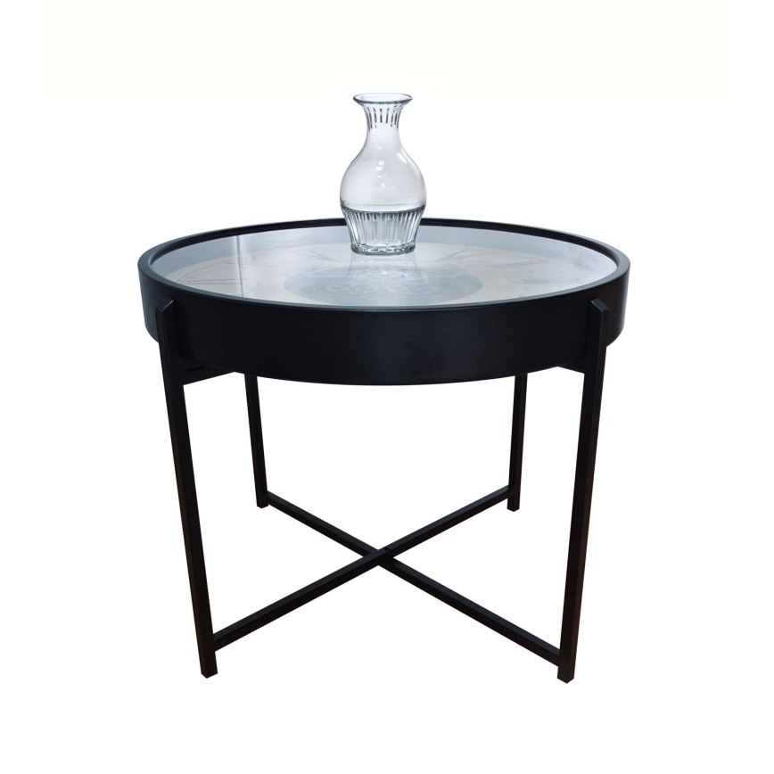 Globo - Couchtisch mit integrierter Uhr Ø 71,5 cm, schwarz