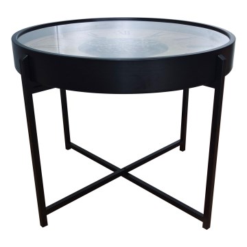 Globo - Couchtisch mit integrierter Uhr Ø 71,5 cm, schwarz