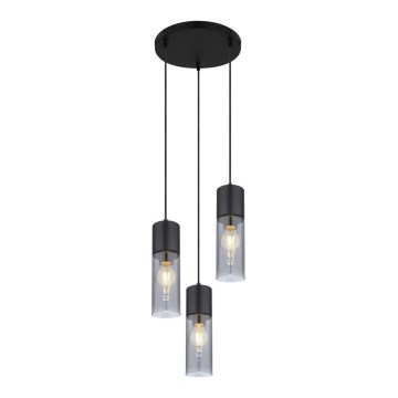 Globo - Deckenleuchte an Kabel 3xE27/25W/230V Ø 30 cm schwarz