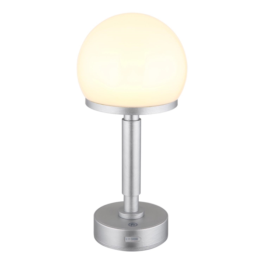 Globo - Dimm- und aufladbare LED-Tischleuchte mit Touch-Funktion LED/2,5W/5V 1800mAh 2800K silbern