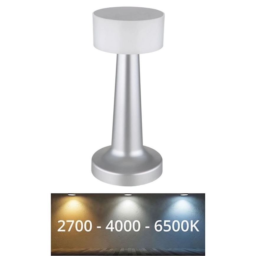 Globo - Dimmbare LED-Tischleuchte mit Touch-Funktion LED/1W/3,7V 2700K/4000K/6500K 800 mAh USB matt Chrom