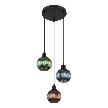 Globo - Hängeleuchte 3xE27/25W/230V d 36 cm kupfern/grün/blau