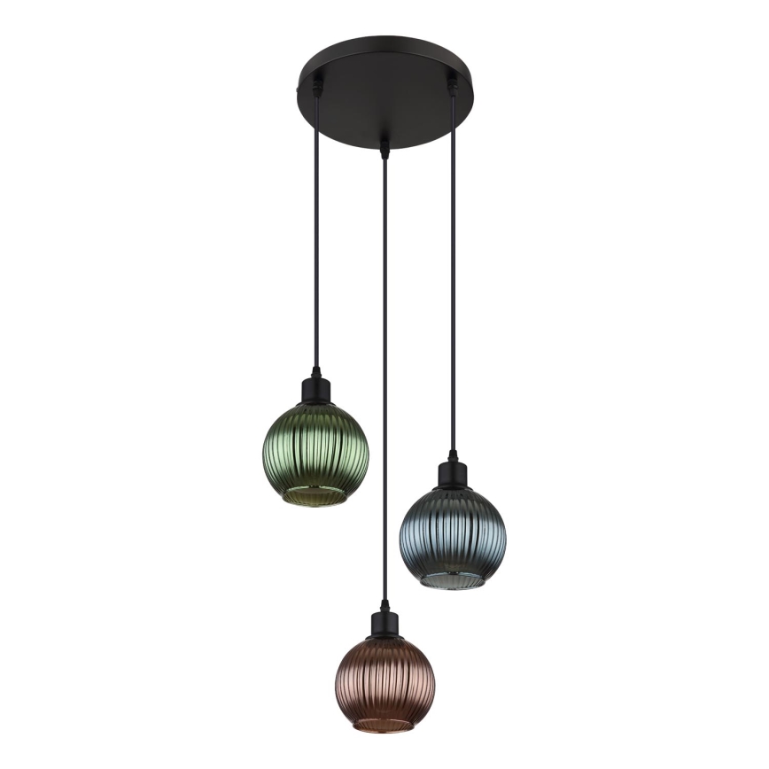 Globo - Hängeleuchte 3xE27/25W/230V d 36 cm kupfern/grün/blau