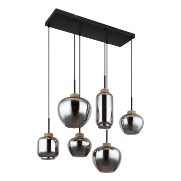 Globo - Hängeleuchte an Kabel, 6xE27/40W/230V, schwarz