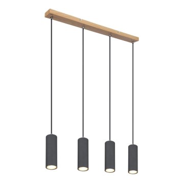 Globo - Hängeleuchte an Seil 4xGU10/35W/230V grau/braun