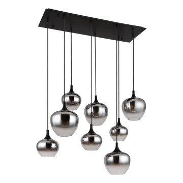 Globo - Kronleuchter mit Seilaufhängung 8xE27/40W/230V schwarz