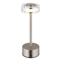 Globo - LED Dimm- und aufladbare Tischleuchte mit Touch-Funktion LED/2,5W/3,7V 2700/4000/6500K 1800mAh matt Chrom